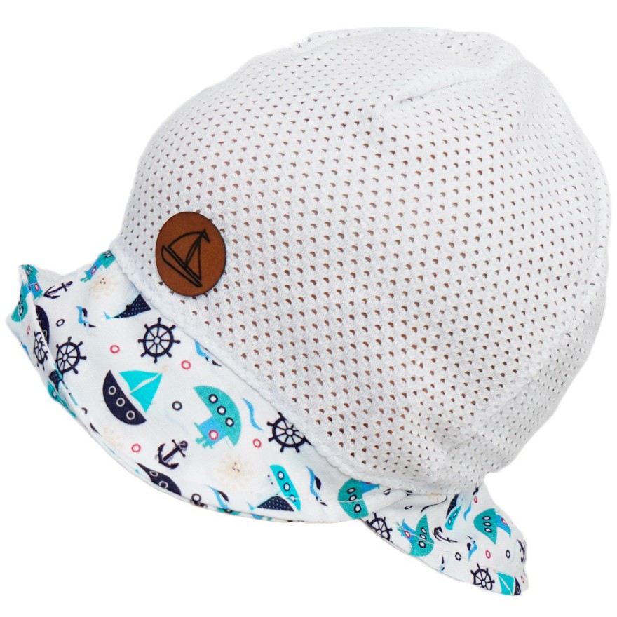 Biały KAPELUSZ ŻAGLÓWKA czapka z daszkiem przeciw poceniu głowy