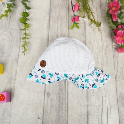 Biały KAPELUSZ ŻAGLÓWKA czapka z daszkiem przeciw poceniu głowy