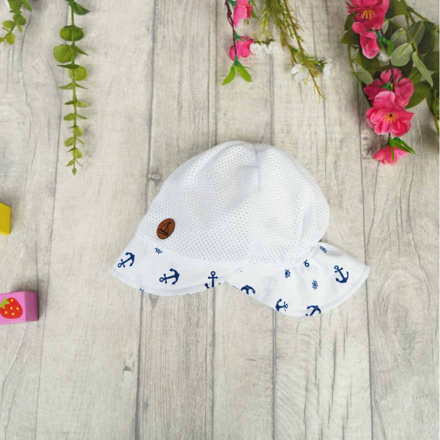 Biały KAPELUSZ KOTWICE czapka z daszkiem przeciw poceniu głowy