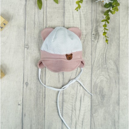 Biało- różowa CZAPKA Misio PRZECIW POCENIU GŁOWY lato