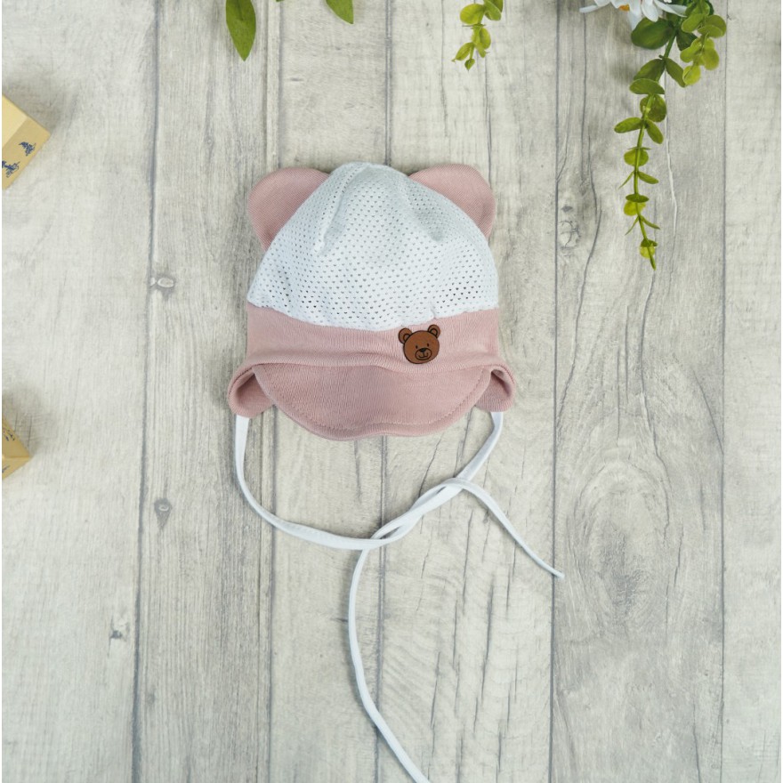 Biało- różowa CZAPKA Misio PRZECIW POCENIU GŁOWY lato