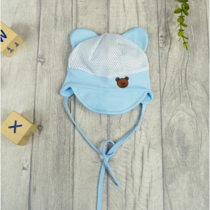 Biało- błękitna CZAPKA Misio PRZECIW POCENIU GŁOWY lato