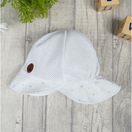 Biały KAPELUSZ GWIAZDKI czapka z daszkiem przeciw poceniu głowy