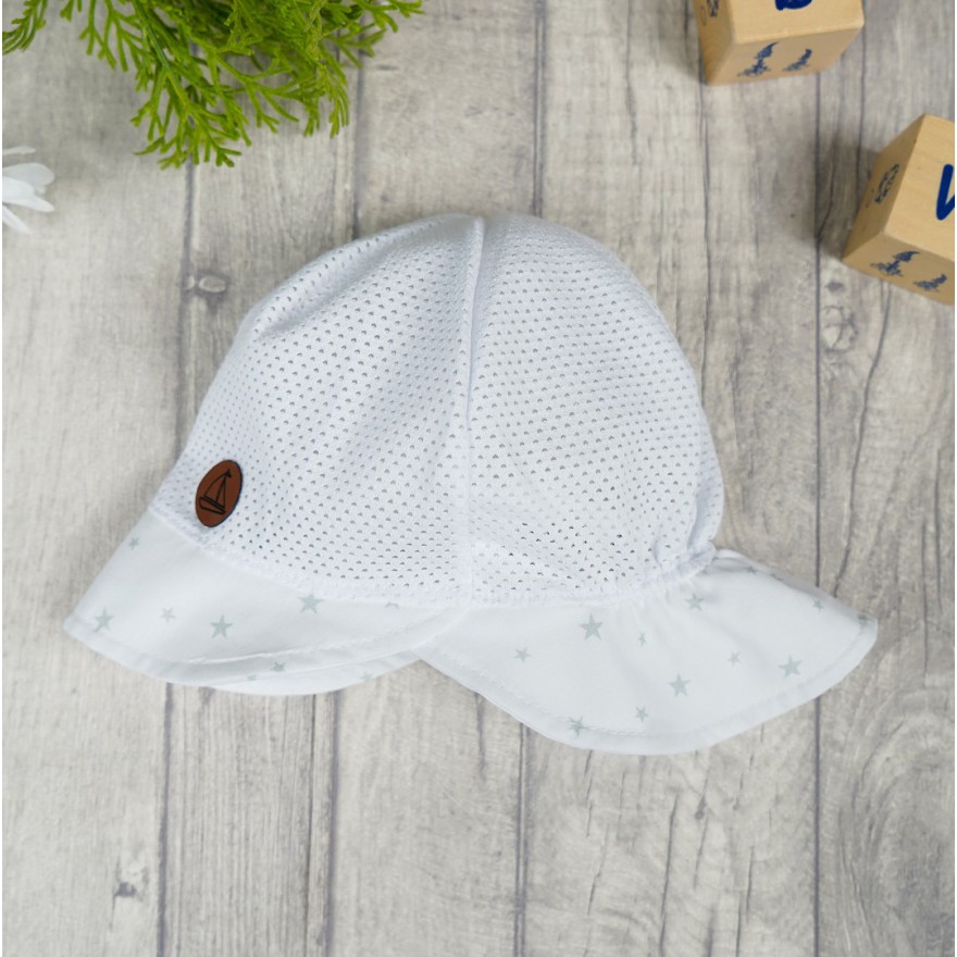 Biały KAPELUSZ GWIAZDKI czapka z daszkiem przeciw poceniu głowy