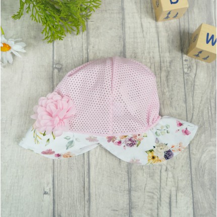 Różowy KAPELUSZ KWIATY czapka z daszkiem przeciw poceniu głowy