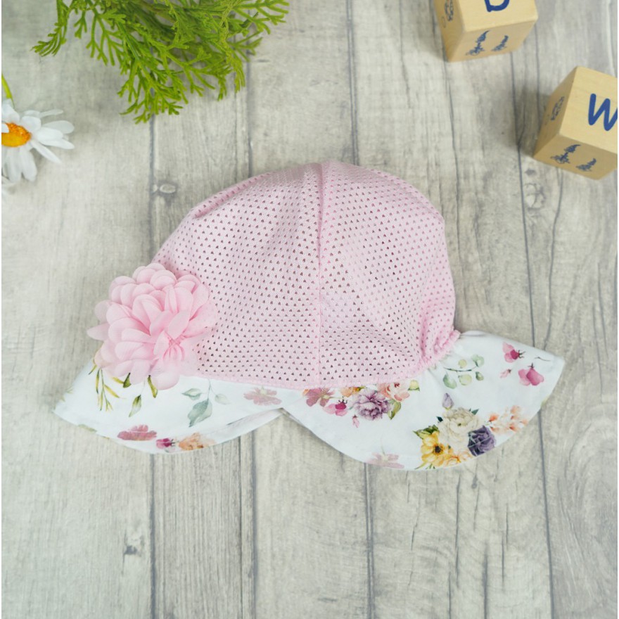 Różowy KAPELUSZ KWIATY czapka z daszkiem przeciw poceniu głowy