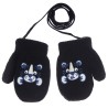 Czarne RĘKAWICZKI ciepłe 1P na sznurku TYGRYSEK r. 56-86