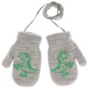 Szare RĘKAWICZKI ciepłe 1P na sznurku DINO r. 98 104