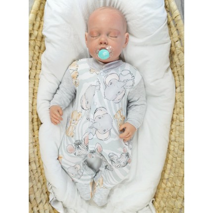 Pajac pajacyk bawełniany szary zoo safari wzór 423