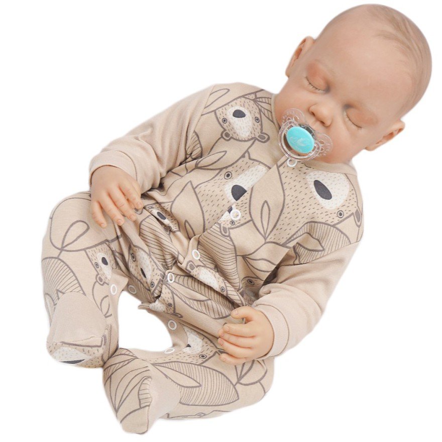 Pajac pajacyk bawełniany beżowy w misie wzór 339b