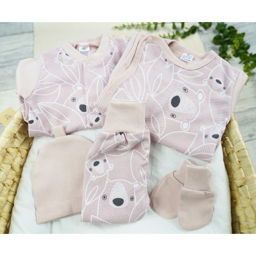 WYPRAWKA dla wcześniaka do szpitala 5 części różowa misie 339