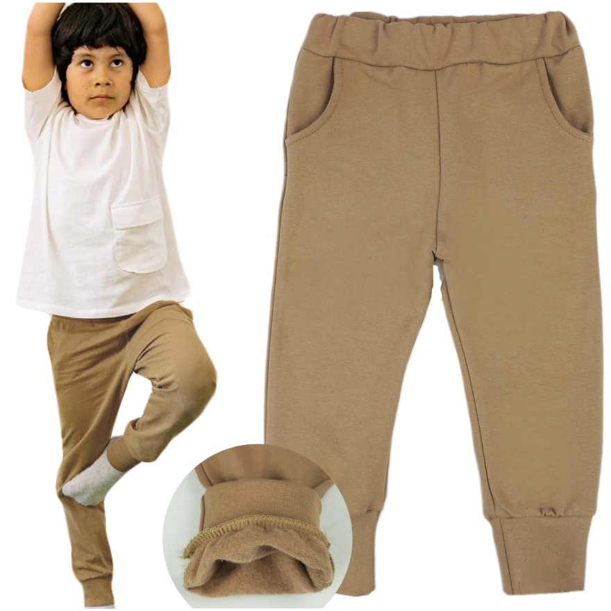 Beżowe spodnie DRESOWE NA MESZKU, miękkie, dla wrażliwców