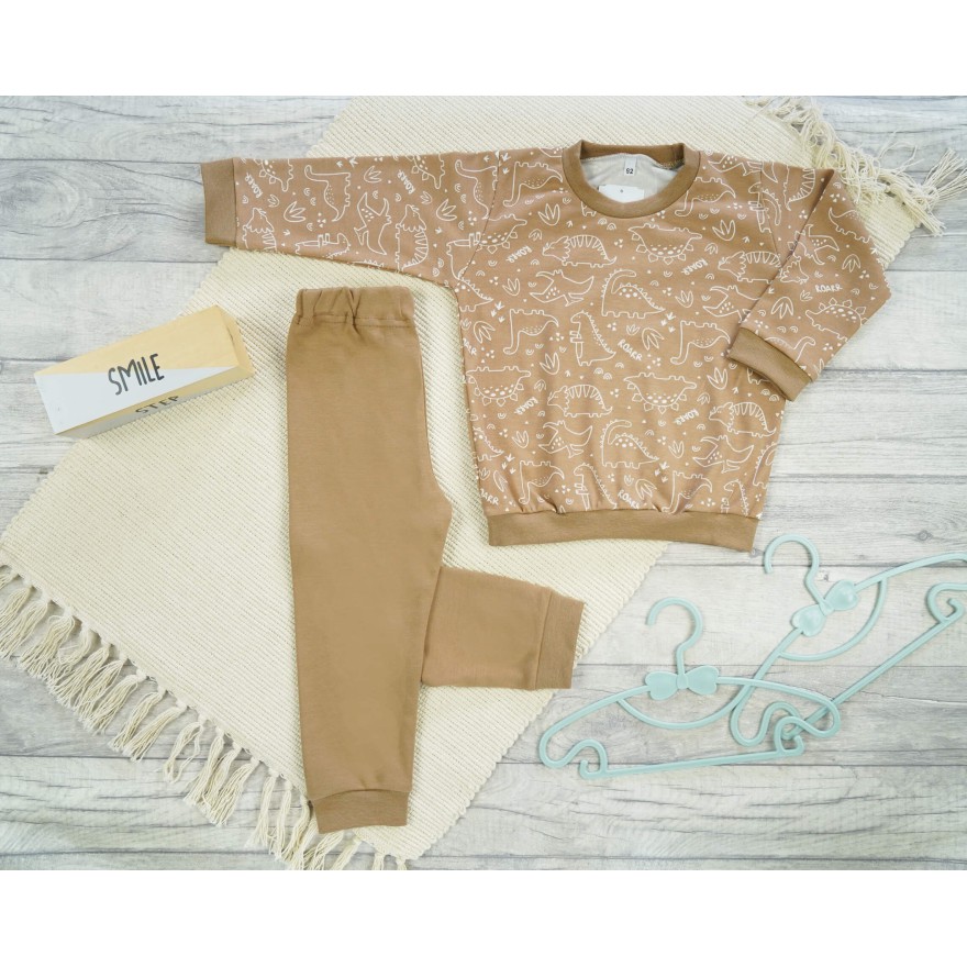 Kawowa PIŻAMA w dino dinozaury wzór 421