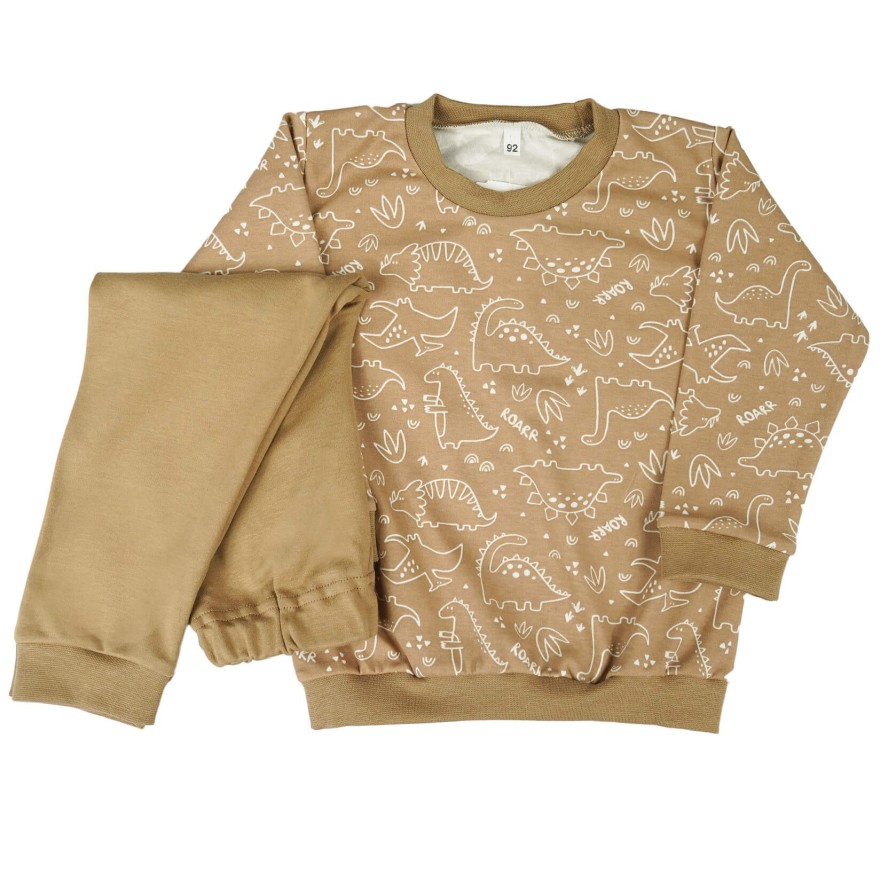 Kawowa PIŻAMA w dino dinozaury wzór 421