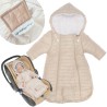 Beżowy śpiwór śpiworek ocieplany z rękawami niemowlęcy do fotelika gondoli