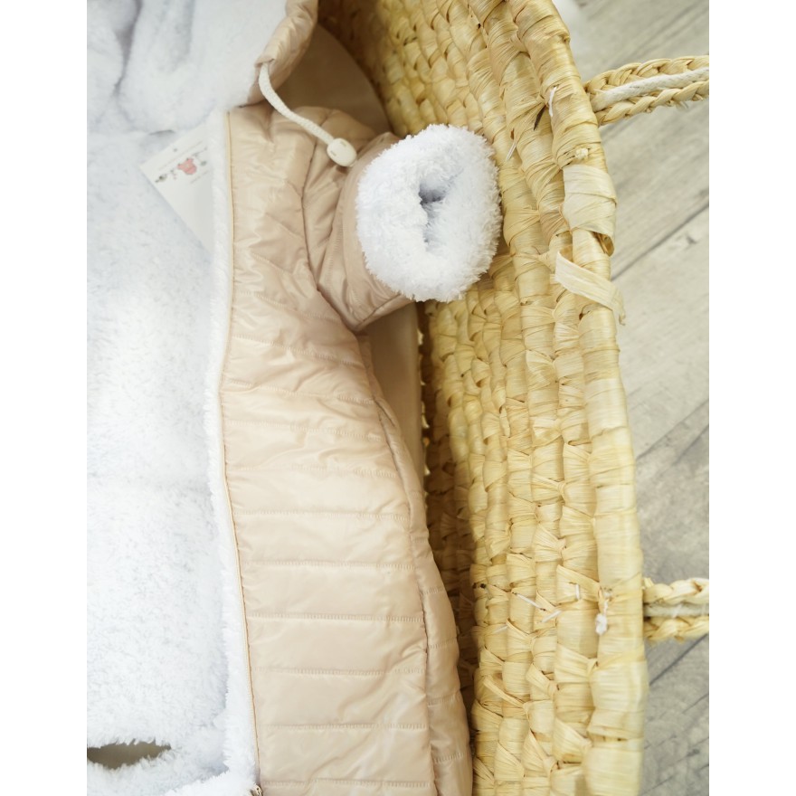 Beżowy śpiwór śpiworek ocieplany z rękawami niemowlęcy do fotelika gondoli