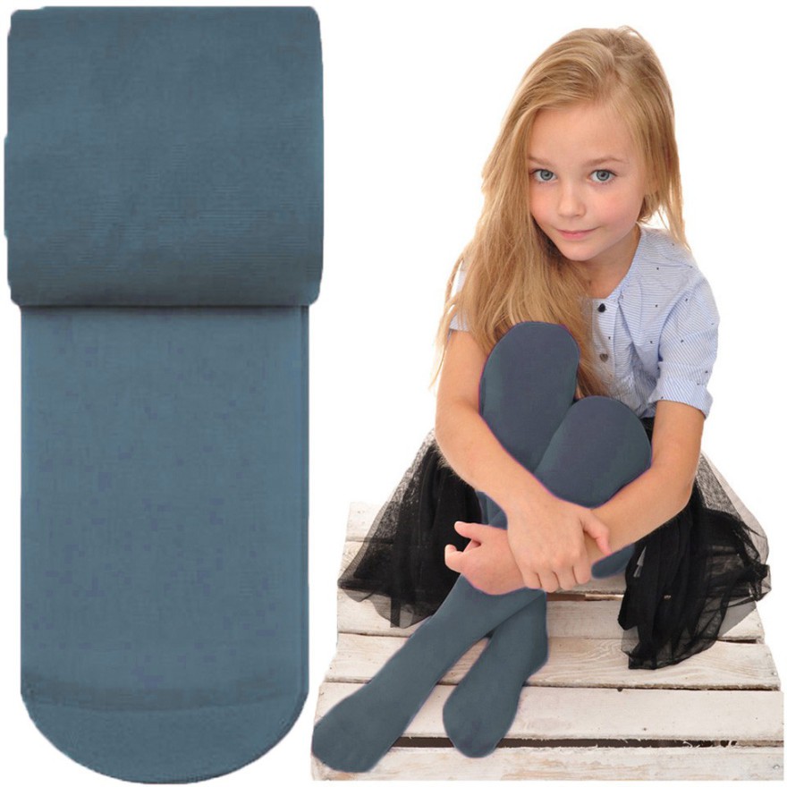 Jeansowe RAJSTOPY MIKROFIBRA 40 DEN dziewczęce gładkie rajstopki