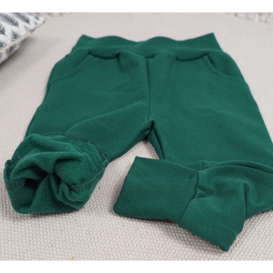 Butelkowe spodnie OCIEPLANE na meszku z wyciąganą gumką neon