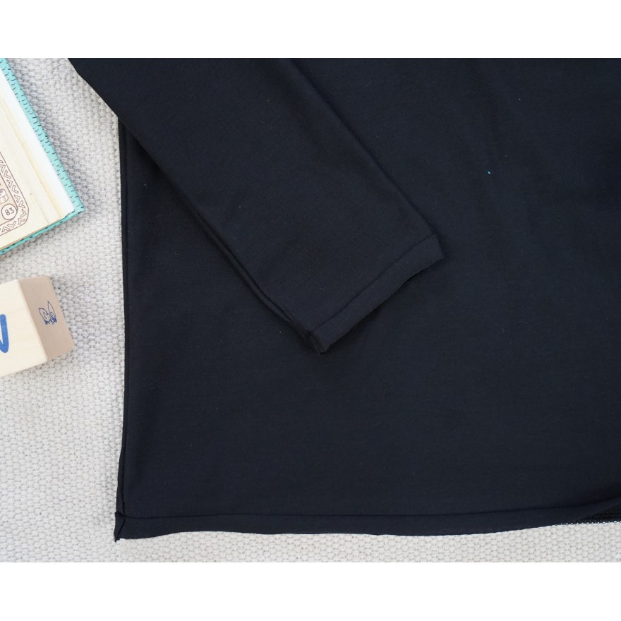 Czarna piżama bawełniana dla wrażliwej skóry z długim rękawem