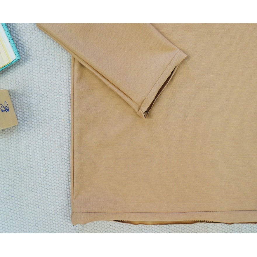 Beżowa piżama bawełniana dla wrażliwej skóry z długim rękawem