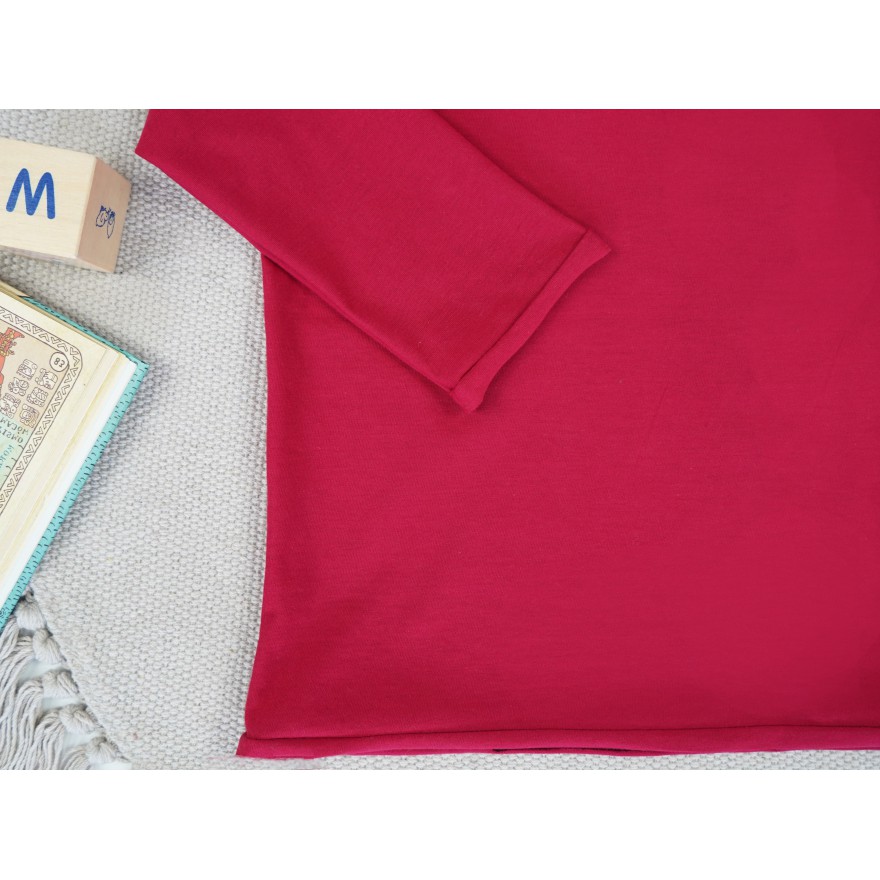 Bordowa piżama bawełniana dla wrażliwej skóry z długim rękawem święta