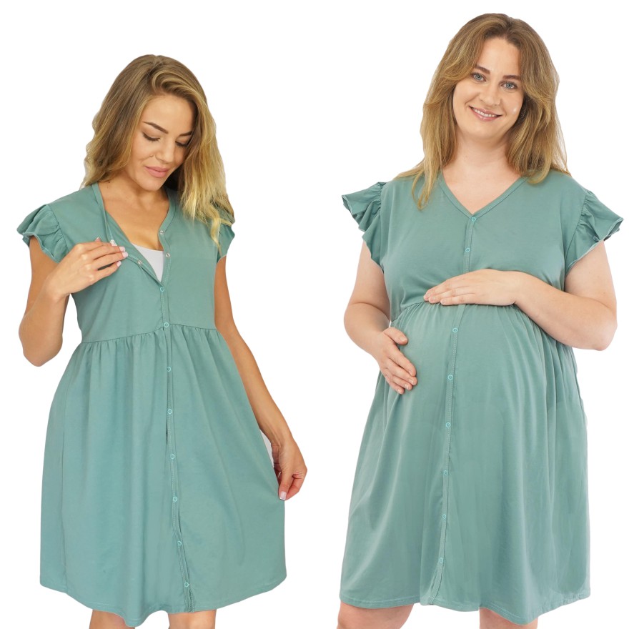 Kaktus KOSZULA CIĄŻOWA do karmienia nocna na napy ROZPINANA PO CAŁOŚCI do kangurowania MAMA