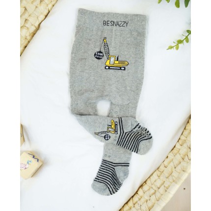 RAJSTOPY do RACZKOWANIA 3x ABS szare z żółtym dźwigiem wzór 679