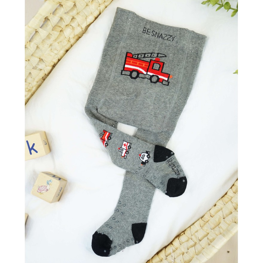 RAJSTOPY do RACZKOWANIA 3x ABS szare ze strażą wzór 680