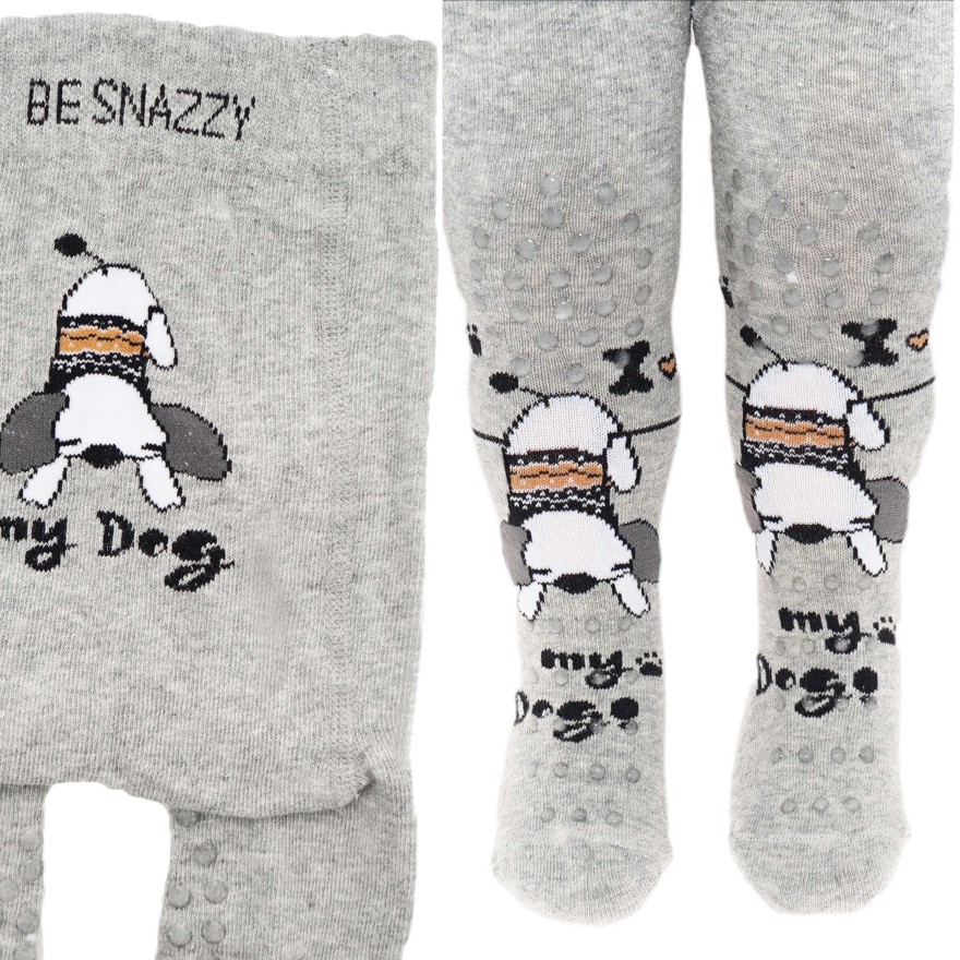 RAJSTOPY do RACZKOWANIA 3x ABS szare z białym pieskiem wzór 682