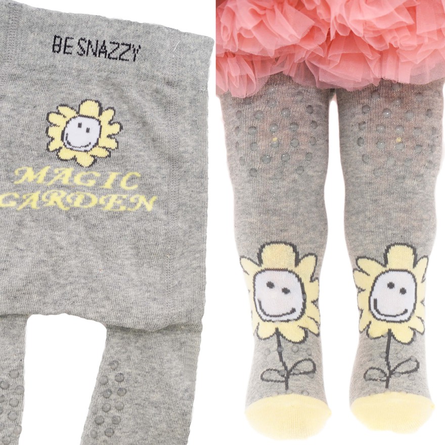 RAJSTOPY do RACZKOWANIA 3x ABS szare z żółtym kwiatem wzór 685