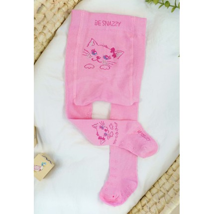 RAJSTOPY do RACZKOWANIA 3x ABS ciemny róż z kotkiem wzór 686