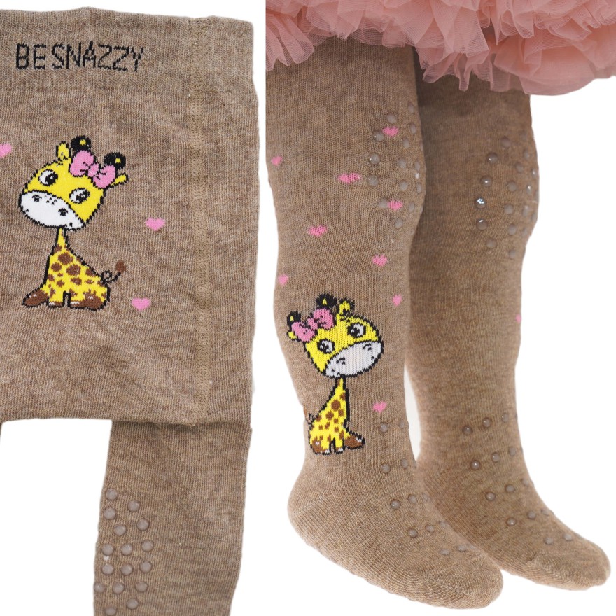 RAJSTOPY do RACZKOWANIA 3x ABS brązowe z żyrafą wzór 687