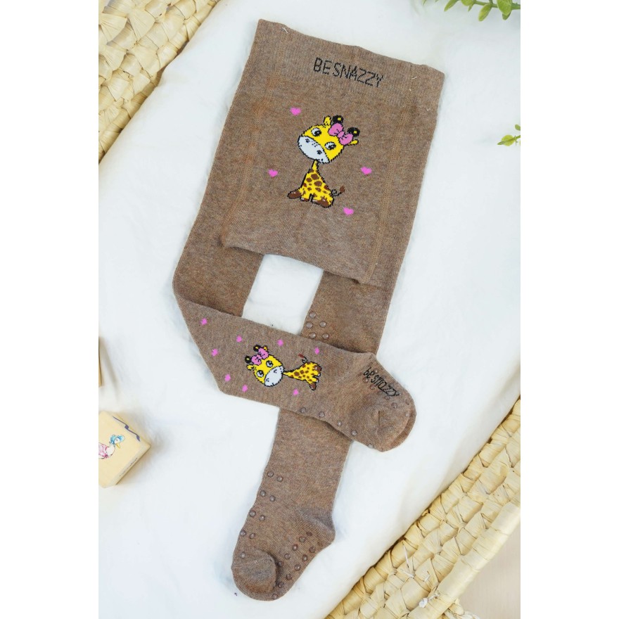 RAJSTOPY do RACZKOWANIA 3x ABS brązowe z żyrafą wzór 687