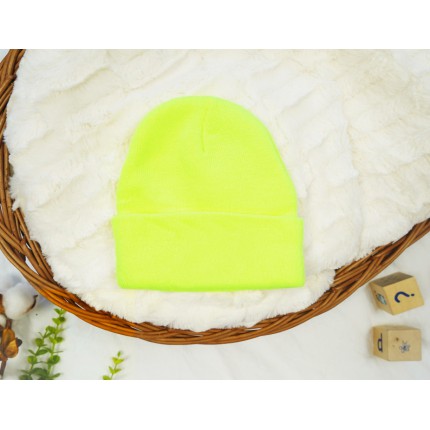 Żółta CZAPKA dziecięca gładka NEON