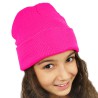 Różowa CZAPKA dziecięca gładka NEON