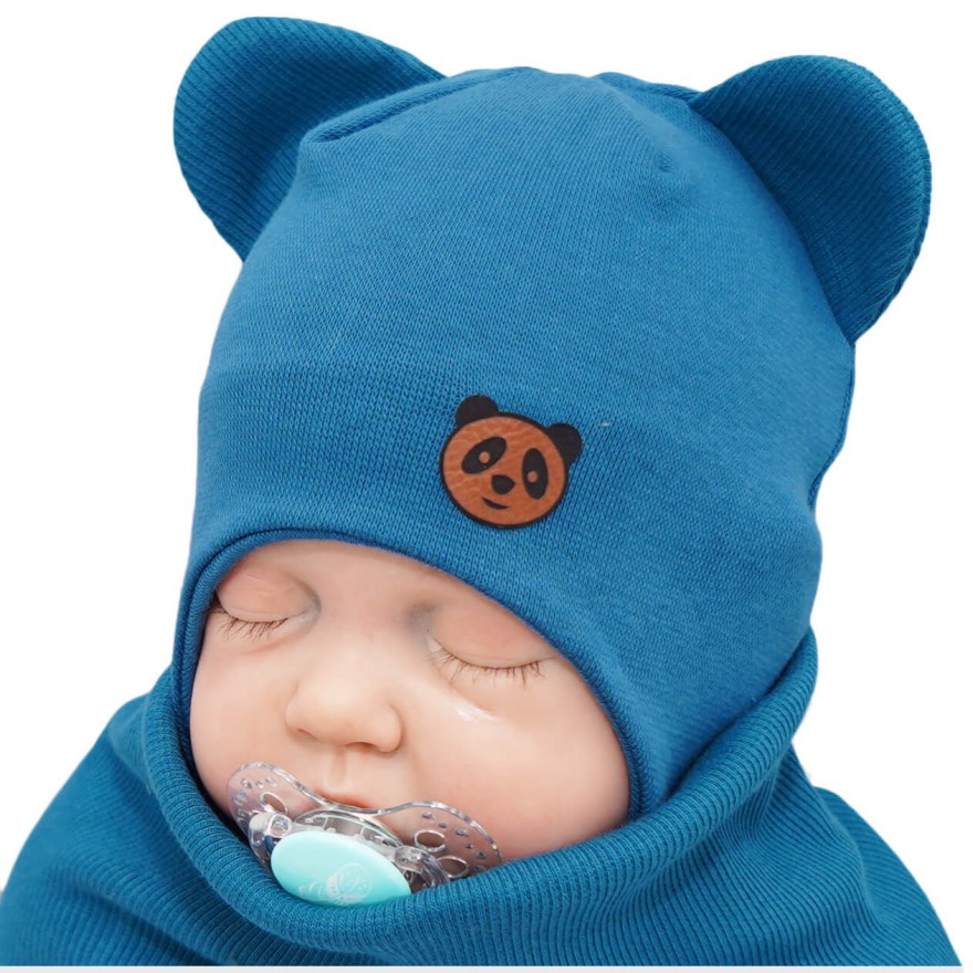 Morski komplet PANDUSIA czapka + komin bawełna wiosna/jesień