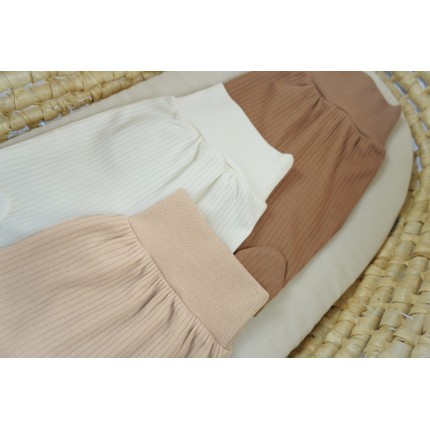 3pak PÓŁŚPIOCHY bezuciskowe w prążki brąz beż ecru bawełna prążek