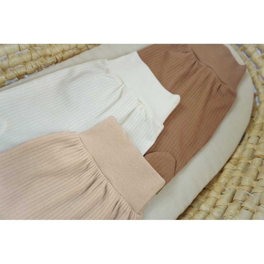 3pak PÓŁŚPIOCHY bezuciskowe w prążki brąz beż ecru bawełna prążek