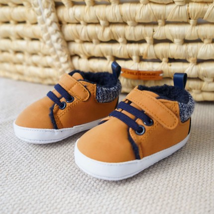 Brązowo- granatowe buty NIECHODKI ocieplane BUCIKI chłopiece