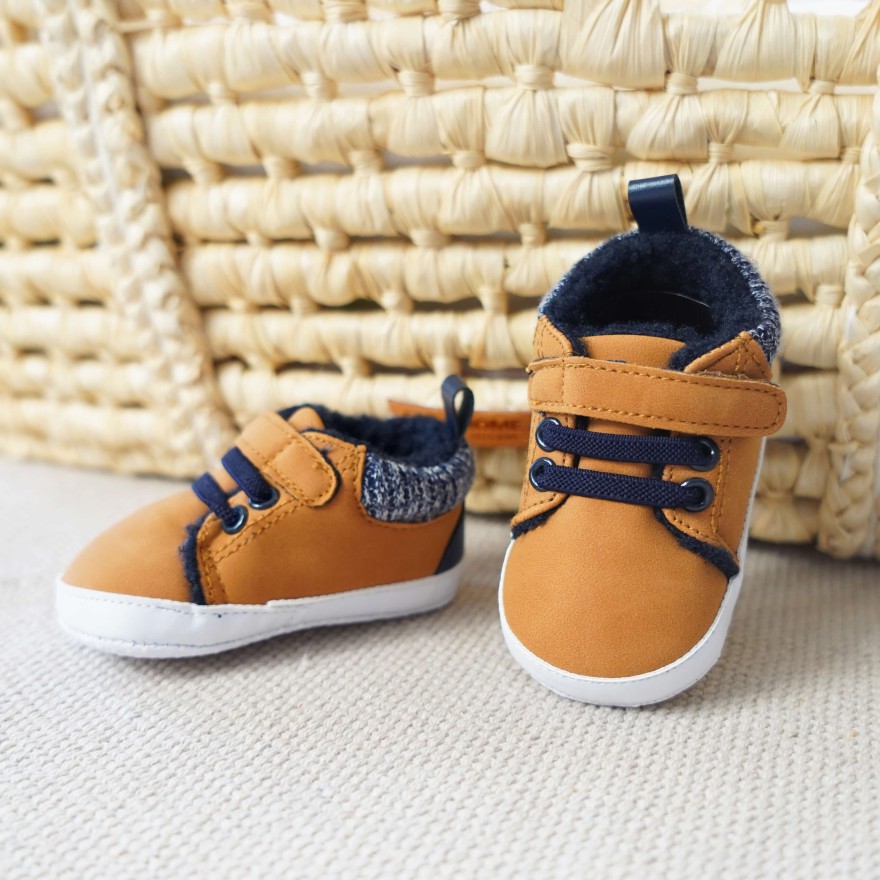 Brązowo- granatowe buty NIECHODKI ocieplane BUCIKI chłopiece