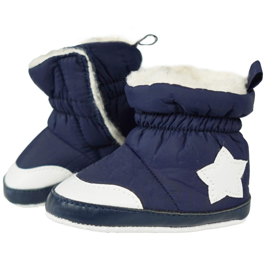 Granatowe śniegowce z gwiazdką buty ocieplane NIECHODKI BUCIKI