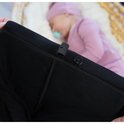 CZARNE LEGGINSY CIĄŻOWE z panelem bezuciskowe elastyczne getry wiosna lato