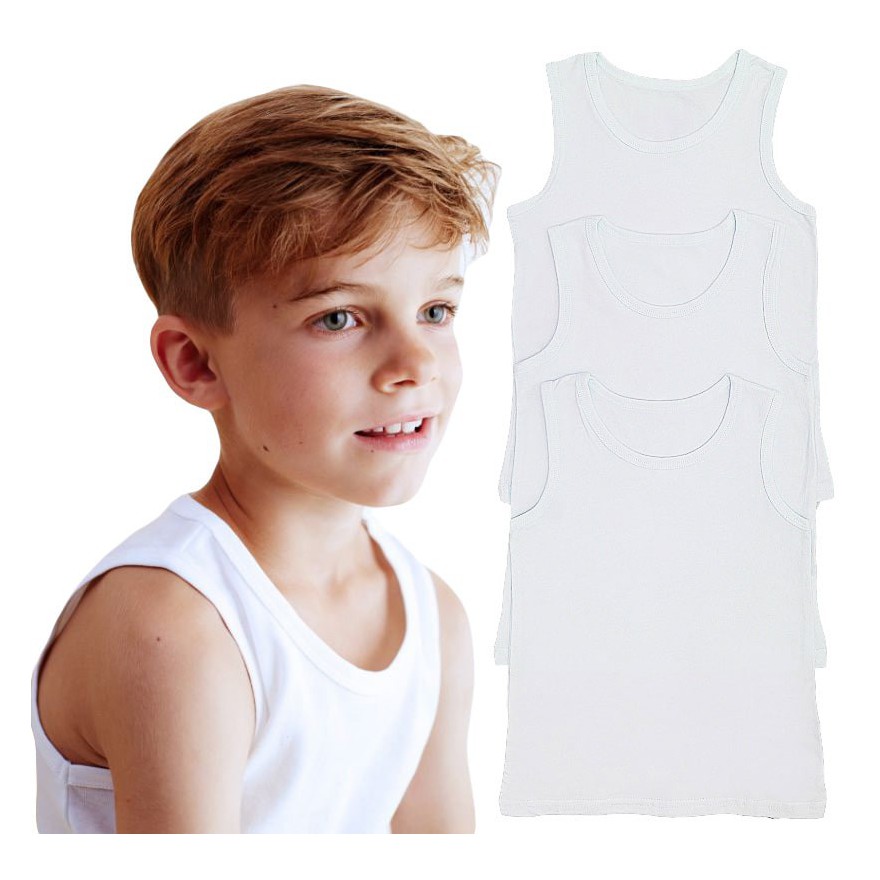 3pak biały podkoszulek chłopięcy szerokie ramiączka komunia