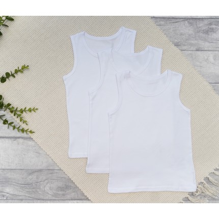 3pak biały podkoszulek chłopięcy szerokie ramiączka komunia