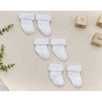 3PAK białe skarpetki niemowlęce FROTTE bezuciskowe ciepłe bawełniane