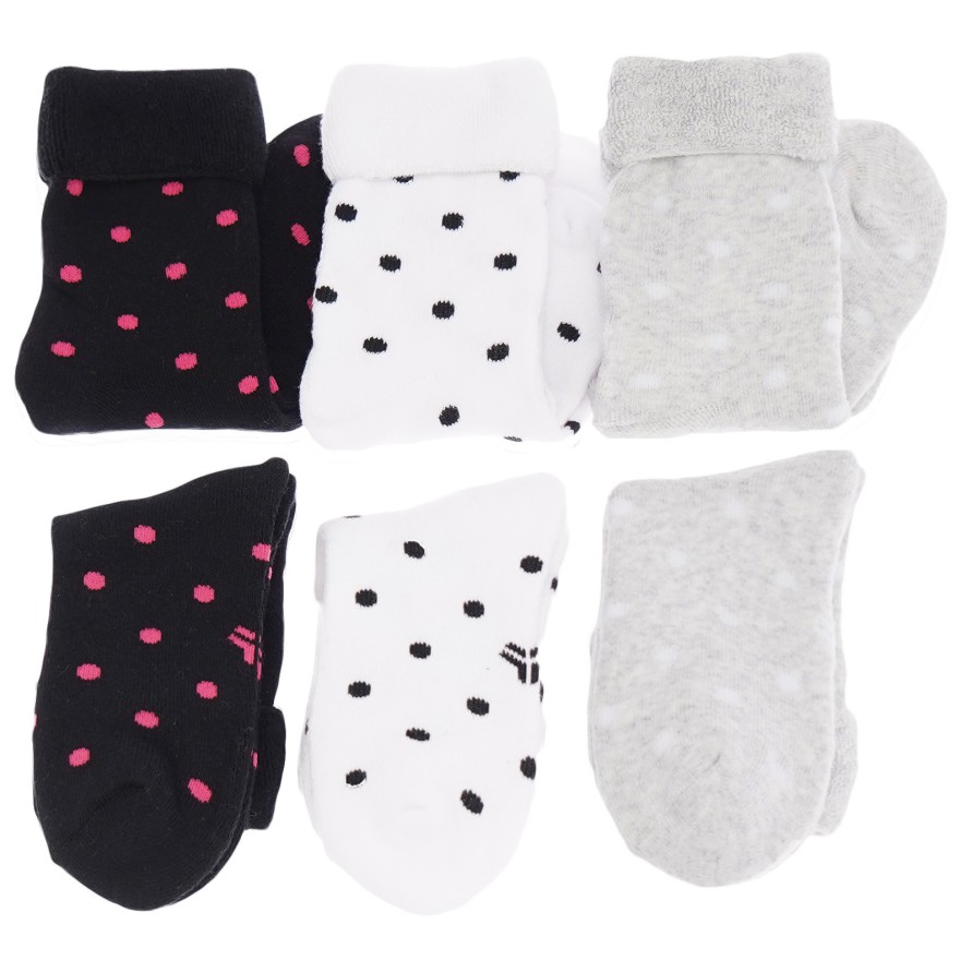 6 PAK SKARPETKI frotte skarpety dziewczęce bezuciskowe ciepłe w kropki