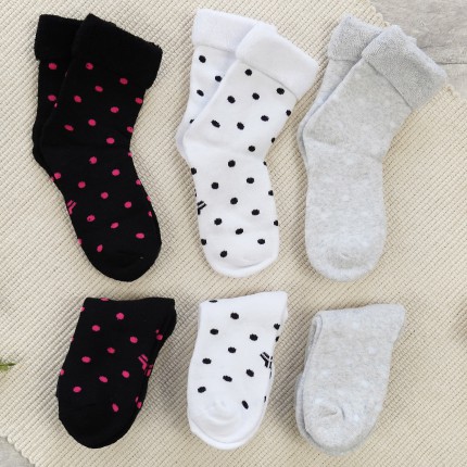 6 PAK SKARPETKI frotte skarpety dziewczęce bezuciskowe ciepłe w kropki