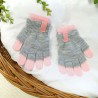 Szaro- różowe rękawiczki dziweczęce 2w1 podwójne 5P 122-170