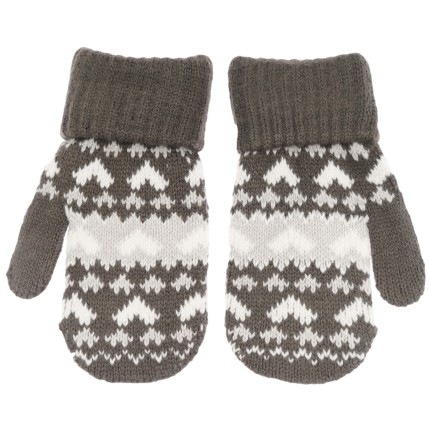 Grafitowe RĘKAWICZKI 1P ciepłe podwijane szare serca 15cm r. 116-122 wzór 012