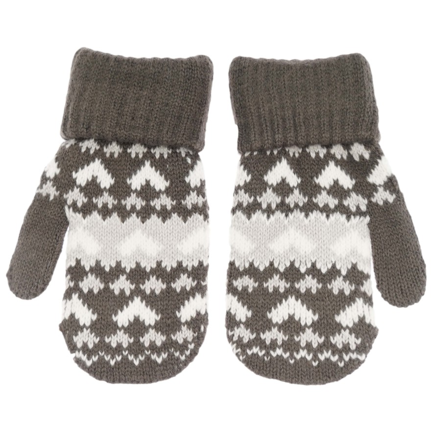 Grafitowe RĘKAWICZKI 1P ciepłe podwijane szare serca 15cm r. 116-122 wzór 012